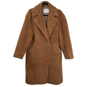 Aritzia Babaton Stedman Alpaca Wool Blend Teddy Coat Brown Size 1